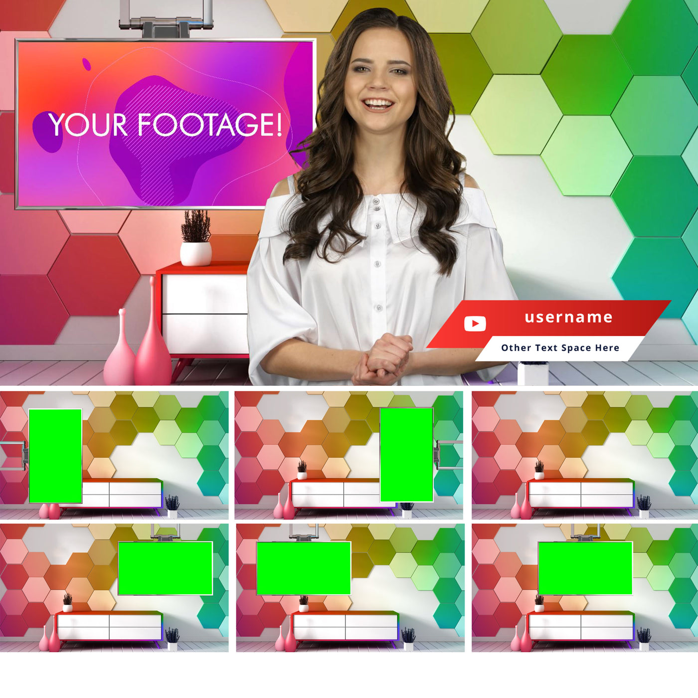NEW! - Modern Hexagon Multi-Color Virtual Set