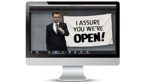 Free We're Open! Zoom / Online Meeting Virtual Background